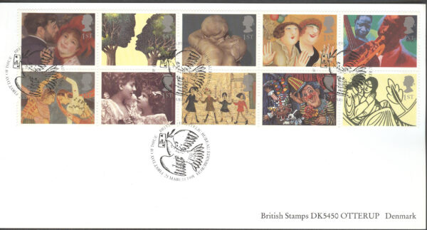 England - FDC 1995-03-21 - Hälsningsfrimärken - Konst, 10-Block kpl