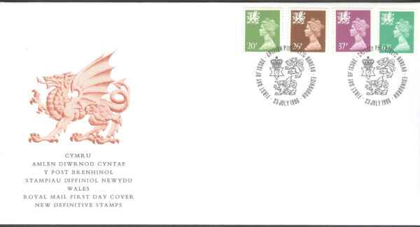 Wales - FDC 1996-07-23 - Drottning Elisabeth II, serie 4 kpl