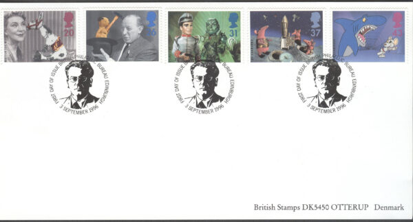 England - FDC 1996-09-03 - Barnprogram på TV för Barn 50 år, serie 5 kpl