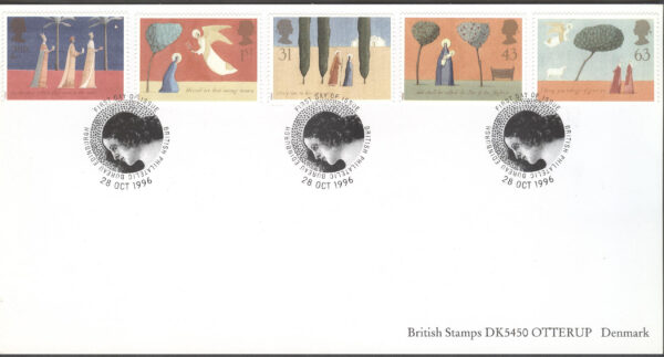England - FDC 1996-10-28 - Jul 1996 - Konst bla Maria med Barn, serie 5 kpl