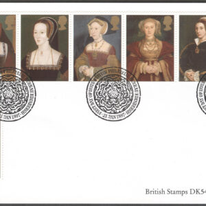 England – FDC 1997-01-21 – Kung Henrik VIII död i 450 år, 6-strip + 1 kpl