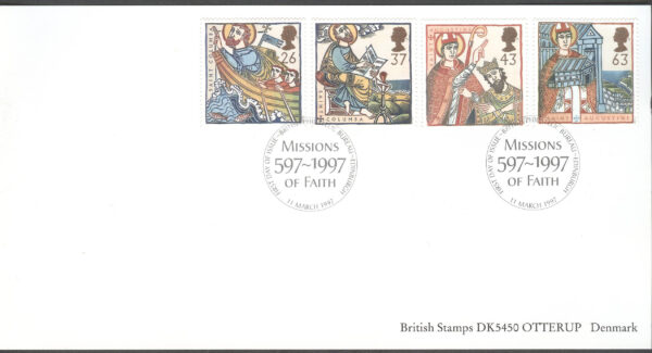 England - FDC 1997-03-11 - Missionärer från England, serie 4 kpl