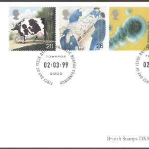 England – FDC 1999-03-02 – Nytt Årtusende III bla Ko, serie 4 kpl