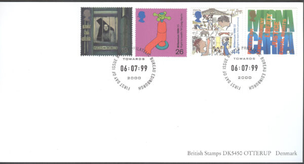 England - FDC 1999-07-06 - Nytt Årtusende VII Statsrättigheter, serie 4 kpl