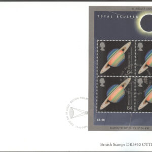 England – FDC 1999-08-11 – Rymd – Solförmörkelse – Saturnus, Block