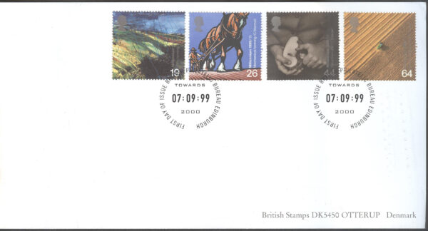 England - FDC 1999-09-07 - Nytt Årtusende IX Jorbruk - Hästar, serie 4 kpl
