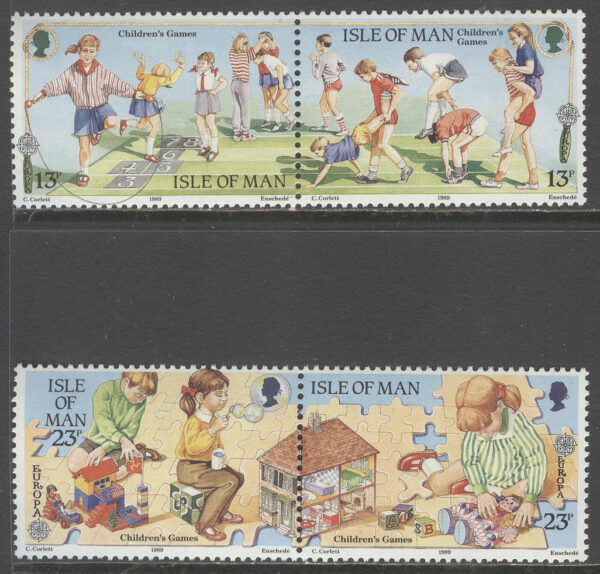 Isle of Man - M  404-407 Europa CEPT 1989 Barnlekar, 2 st par kpl **