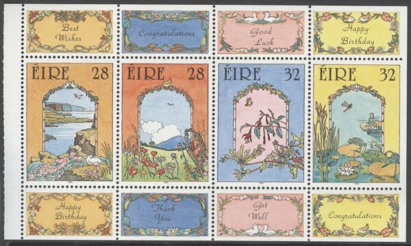 Irland - M  788-790 A, 791 D HBL Hälsningsfrimärken, 4-Block kpl **