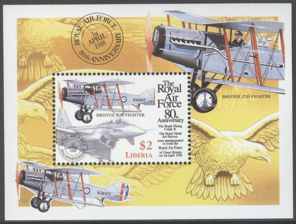 Liberia - M BL 192 Royal Air Force 80 år - Stridsflygplan, Block **