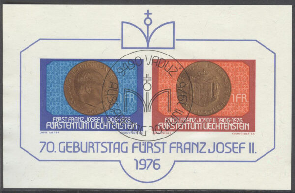 Liechtenstein - M BL  10 Fürst Franz Josef II 70 år, Block
