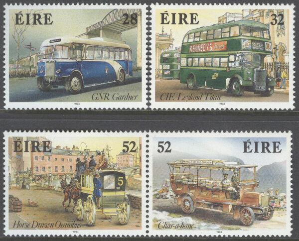 Irland - M  835-838A Irländskt transportväsen IV. Historiska omnibussar, 2 + par kpl **
