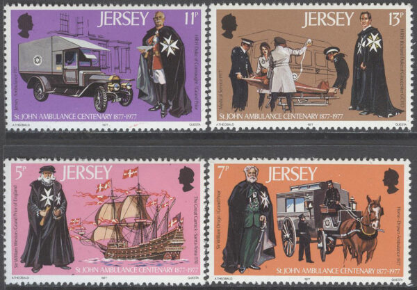 Jersey - M  164-167 Johanniterordens arbete 100 år - Bil - Båt - Häst, 4 kpl **