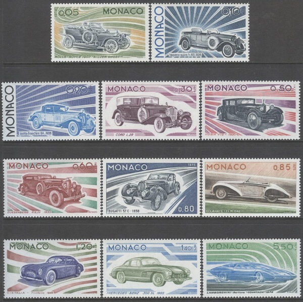Monaco - M 1191-1201 Bilens utveckling, 11 kpl **
