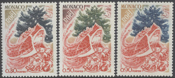 Monaco - M 1022-1024 Jul 1972 - Tomte - Julgran - Leksaker, 3 kpl **