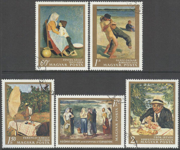 Ungern - M 2370-2374 A Konst i Nationalgallerian III, 5 olika stpl