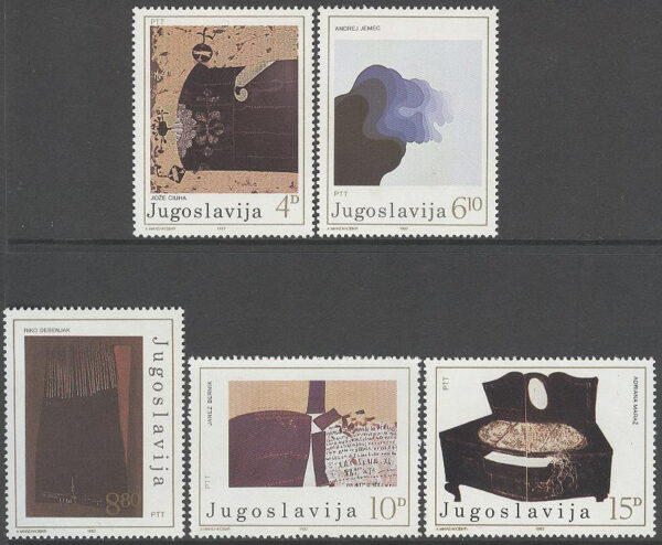 Jugoslavien - M 1957-1961 Samtida konst av bla Janez Bernik, serie 5 kpl **