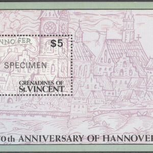 St. Vincent Grenadines – M BL  90 Staden Hannover 750 år – Specimen, Block **