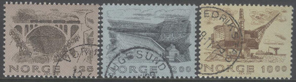 Norge - F  832-834 Norsk Ingenjörskonst bla Kyllingbron, serie 3 kpl