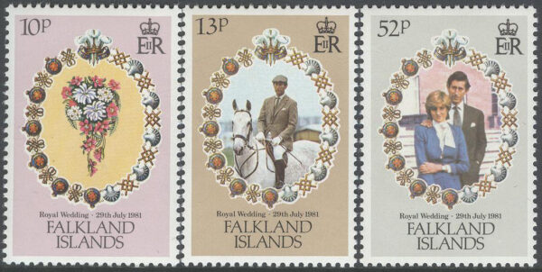 Falkland Islands - M  326-328 Bröllop Prins Charles och Lady Diana Spencer, 3 kpl **
