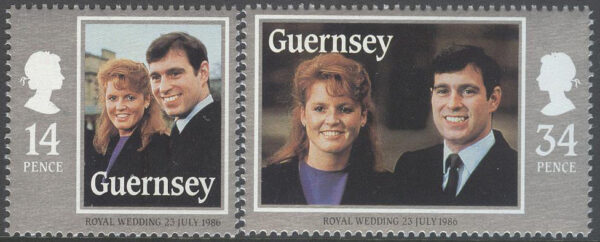 Guernsey - M  361-362 Bröllop Prins Andrew & Sarah Ferguson, serie 2 kpl **