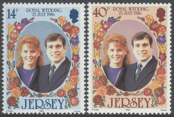 Jersey - M  386-387 Bröllop Prins Andrew & Sarah Ferguson, 2 kpl **