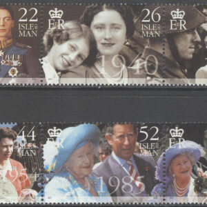 Isle of Man – M  853-858 Drottningmodern Elisabeth 100 år, 2 st 3-strip kpl **
