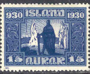 Island – F  177 Alltinget, 15 aur mörkblå *