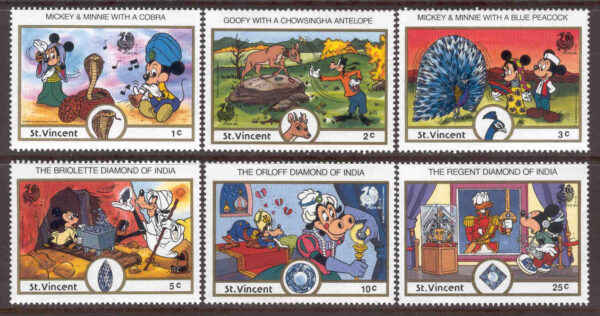 St. Vincent - M 1147-1152 Disney - Musse i Indien, 6 olika **