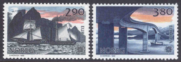 Norge - F 1034-1035 Europa CEPT 1988, Transport & kommunikation, 2 kpl **