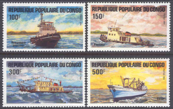 Kongo Brazzaville - M  967-970 Fartyg, bl.a. fraktfartyg, 4 kpl **