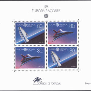 Azorerna – M BL  12 Europa CEPT 1991 Europeisk rymdfart, block**