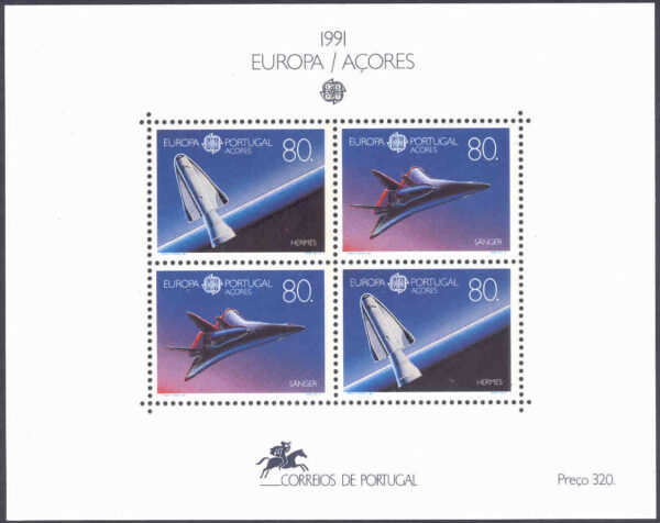 Azorerna - M BL  12 Europa CEPT 1991 Europeisk rymdfart, block**