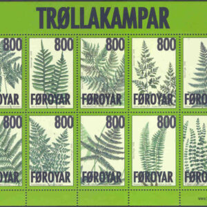 Färöarna – F  649-658 (BL 38) Trollakampar, blommor, ormbunkar, block **