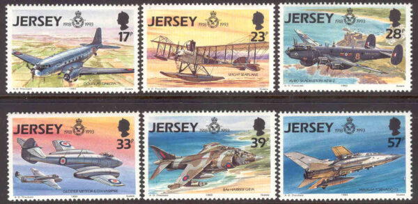 Jersey - M  615-620 Flyg, Royal Air Force RAF 75 år - Flygplan, 6 kpl **