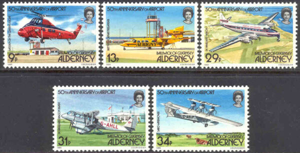Alderney - M   18-22 Flygplatsen på Alderney 50 år, 5 kpl**