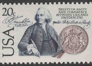 USA – M 1615 Vänskaps- och handelsfördraget Sverige-USA 200 år, B. Franklin, 1 kpl **