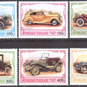 Togo – M 2882-2887 Historiska bilar bla Peugeot Bébé 1913, 6 kpl **