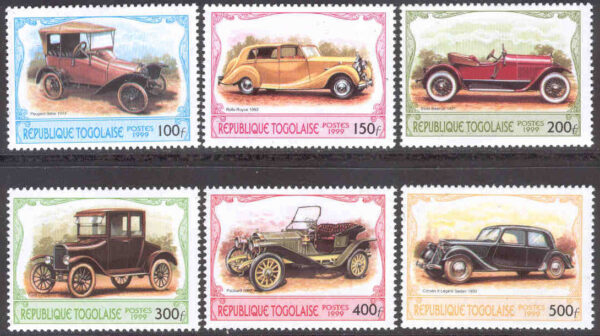 Togo - M 2882-2887 Historiska bilar bla Peugeot Bébé 1913, 6 kpl **