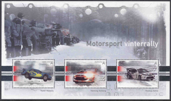 Norge - F 1632-1634 (BL 39) Motorsport - vinterrally, block kpl **