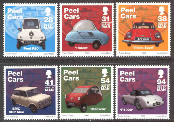 Isle of Man - M 1307-1312 Peel-bilar, bl a BMC GRP Mini, 6 kpl**