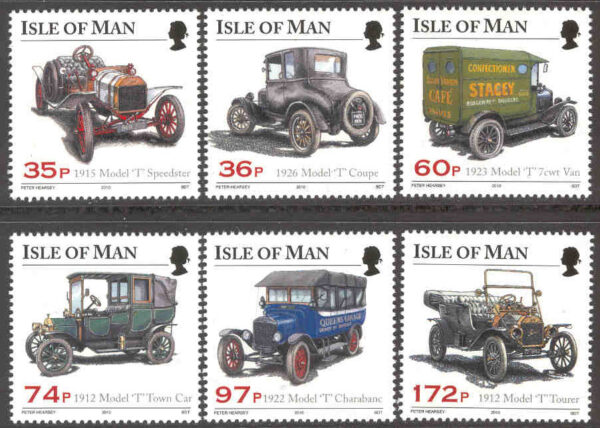 Isle of Man - M 1615-1620 T-forden 100 år, olika Fordbilar modell T, 6 kpl**
