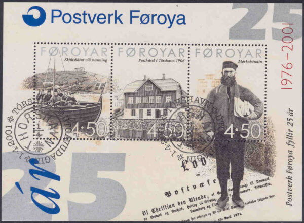 Färöarna - F  393-395 (BL 10) Färöarnas postverk 25 år, block kpl stpl