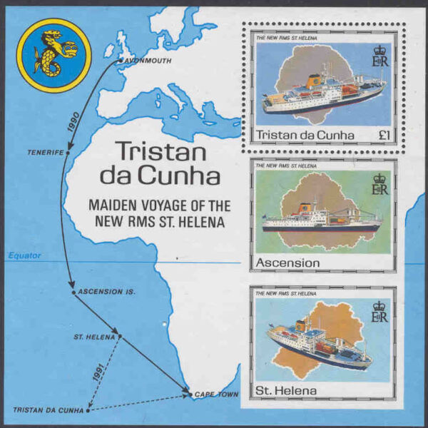 Tristan da Cunha - M BL  22 Jungfruresan för nya RMS "St Helena", block**