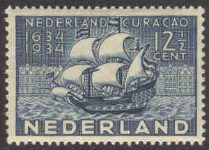 Nederländerna – M  275 Curacaos tillhörighet till Nederländerna 300 år, segelfartyg 12½ C *