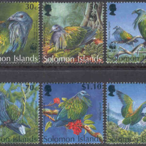 Solomon Islands – M  835-840 Fåglar – Nicobarduva – Naturskydd – WWF, 6 kpl **
