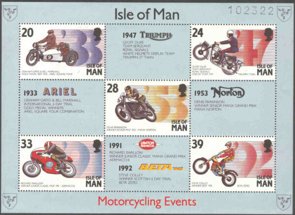 Isle of Man - M BL  19 Motorcykelsport, förare och dess motorcyklar, block **