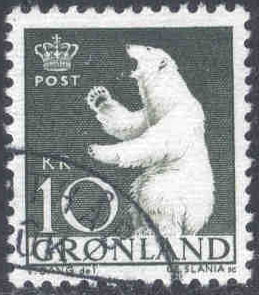 Grönland – F   61 Isbjörn, 10 kr grönsvart