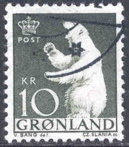 Grönland – F   61 Isbjörn, 10 kr grönsvart