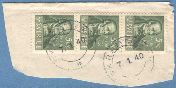 F  318C 3-strip stämplat SKRÅMTRÄSK 7.1.40