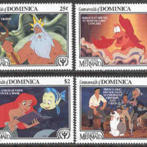 Dominica – M 1433-1434, 1437-1438 Disneys ”Den lilla Sjöjungfrun”, 4 olika **